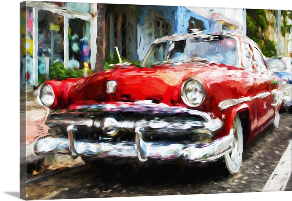 1000x690 Classic American Car, Oil Painting Series Wall Art, Canvas Prints - Car Oil Painting