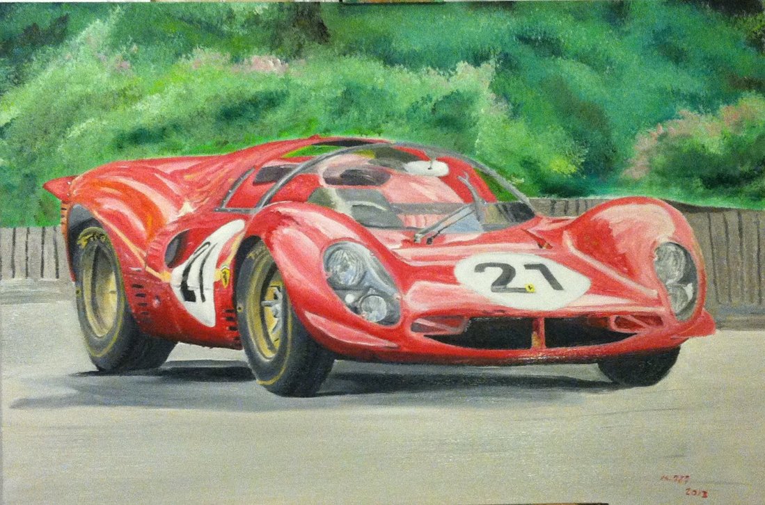 1099x726 Ferrari 330 P4 Race Car Oil Painting By Ant787 - Car Oil Painting