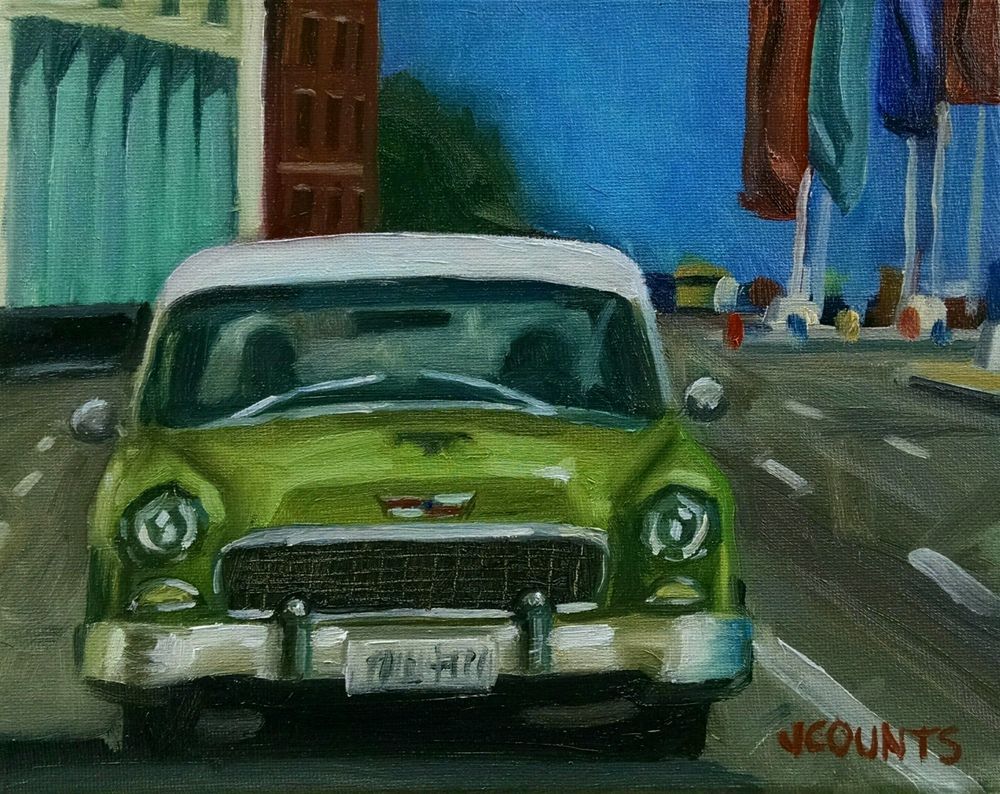 1000x794 Kyle Buckland Jenn Counts Antique Cars 1956 Cadillac Car Oil - Car Oil Painting