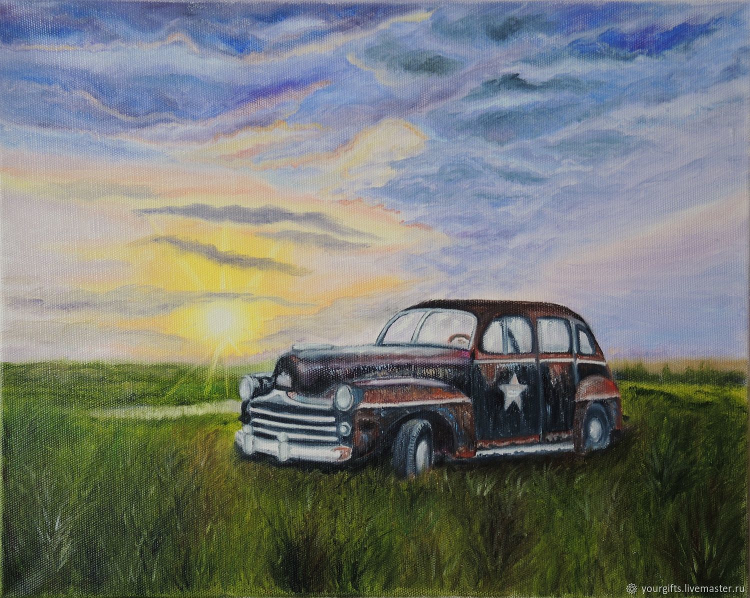 1500x1196 Retro. Old Car Oil Painting Shop Online On Livemaster - Car Oil Painting