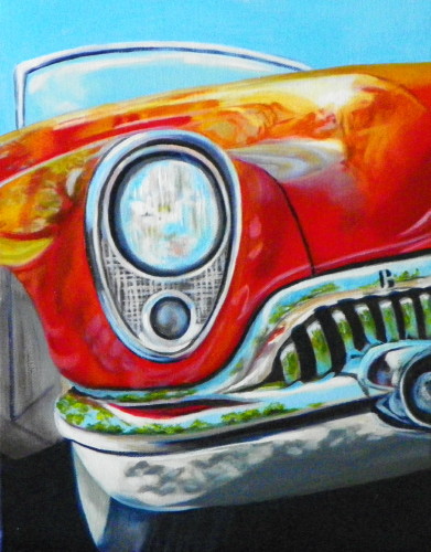 391x500 Still Life Artists International Wild Fire Vintage Car Oil - Car Oil Painting