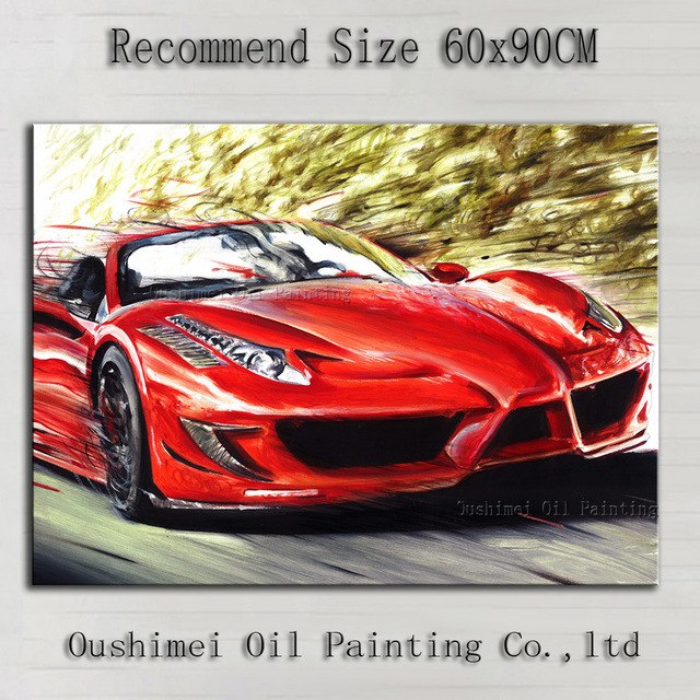 640x640 Superb Artist Hand Painted Red Master Super Car Oil Painting - Car Oil Painting
