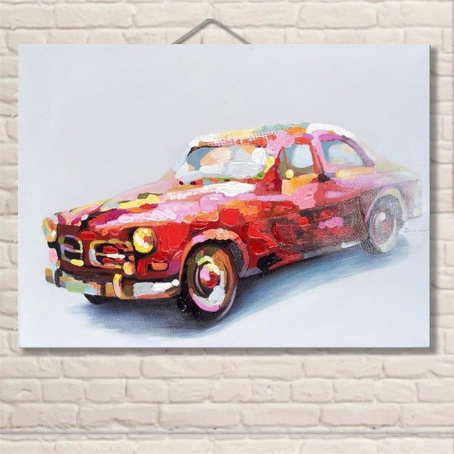 640x640 Hand Painted Colorful Car Canvas Oil Painting Wall Art Picture - Car Painting Canvas