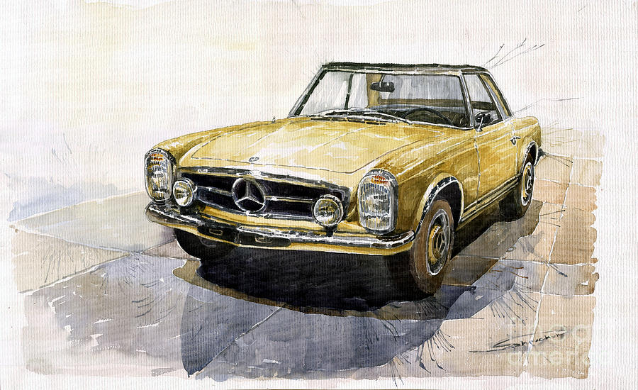 900x550 Mercedes Benz W113 Pagoda Painting By Yuriy Shevchuk - Car Painting Canvas