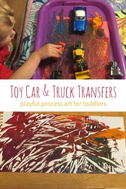 433x650 Truck Tracks Transfer Process Art For Toddlers Hands On As We Grow - Car Painting For Toddlers