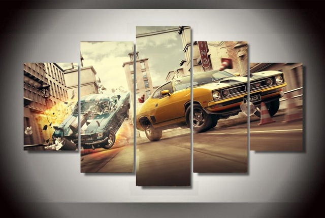 640x430 Framed Printed Games Car Chase Painting On Canvas Room Decoration - Car Painting Games