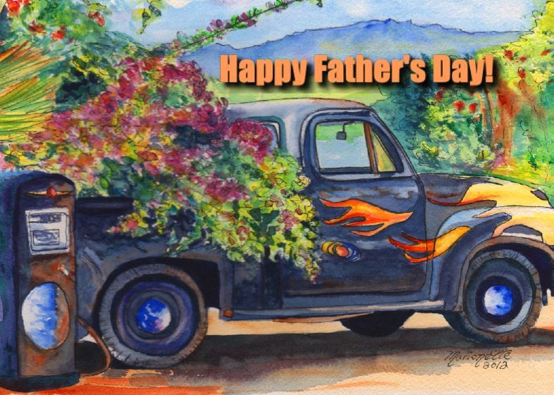 786x561 Printable Diy Father's Day Card 5x7 Pdf Kauai Old Truck By - Car Painting Pdf