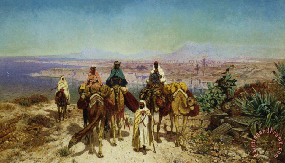 960x552 Edmund Berninger An Arab Caravan Painting - Caravan Painting