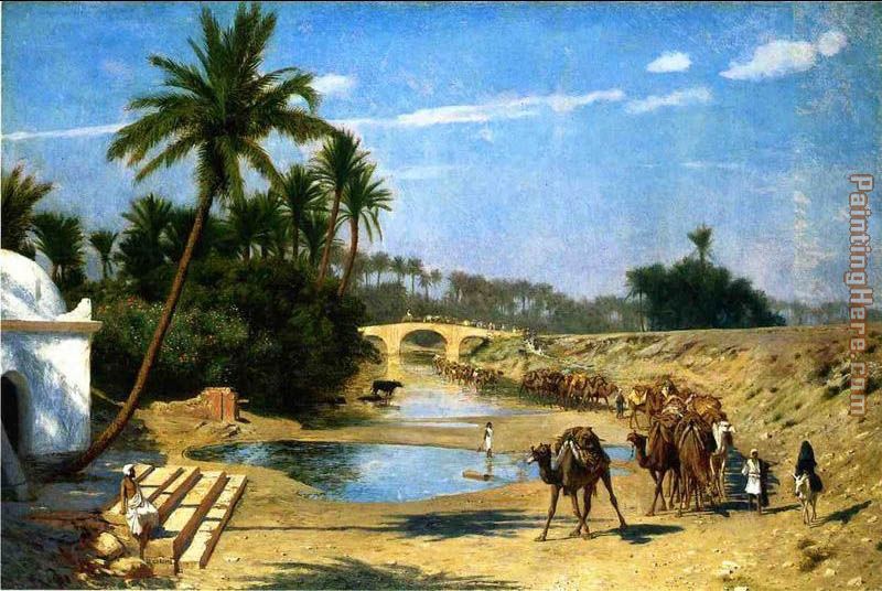 800x536 Jean Leon Gerome Landscape - Caravan Painting