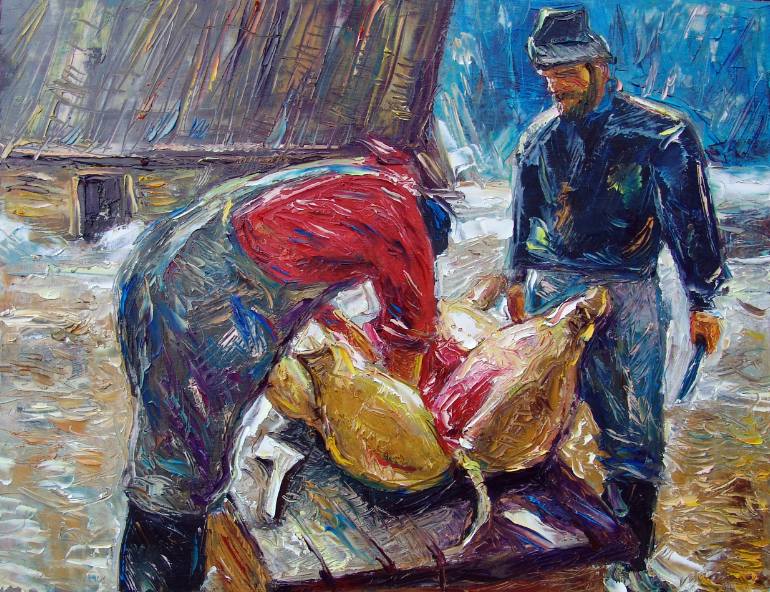 770x592 Saatchi Art Butchering The Carcass Painting By Andrejs - Carcass Painting