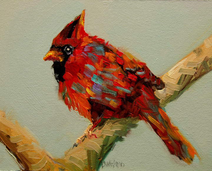 720x583 Daily Painters Abstract Gallery Artoutwest Diane Whitehead - Cardinal Bird Painting