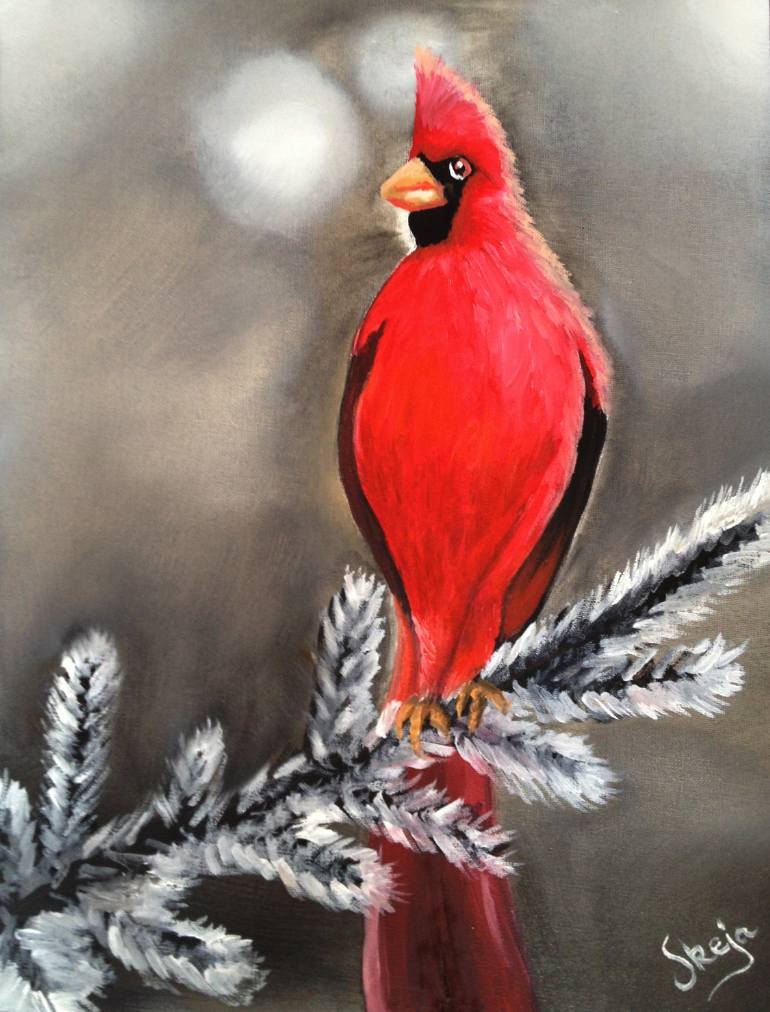 770x1012 Saatchi Art Cardinal Bird Painting By Gen Skeja - Cardinal Bird Painting