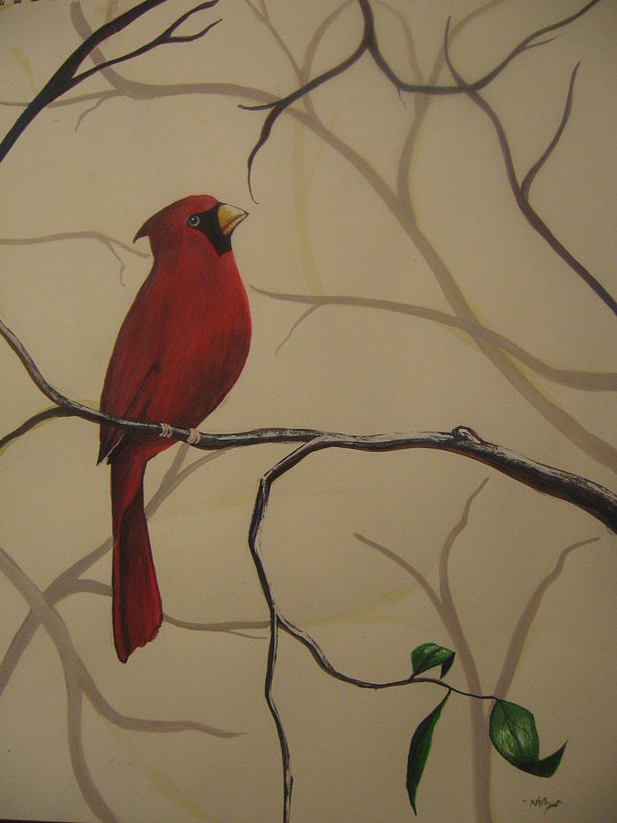 675x900 Cardinal Bird Painting By Qtp Art - Cardinal Bird Painting