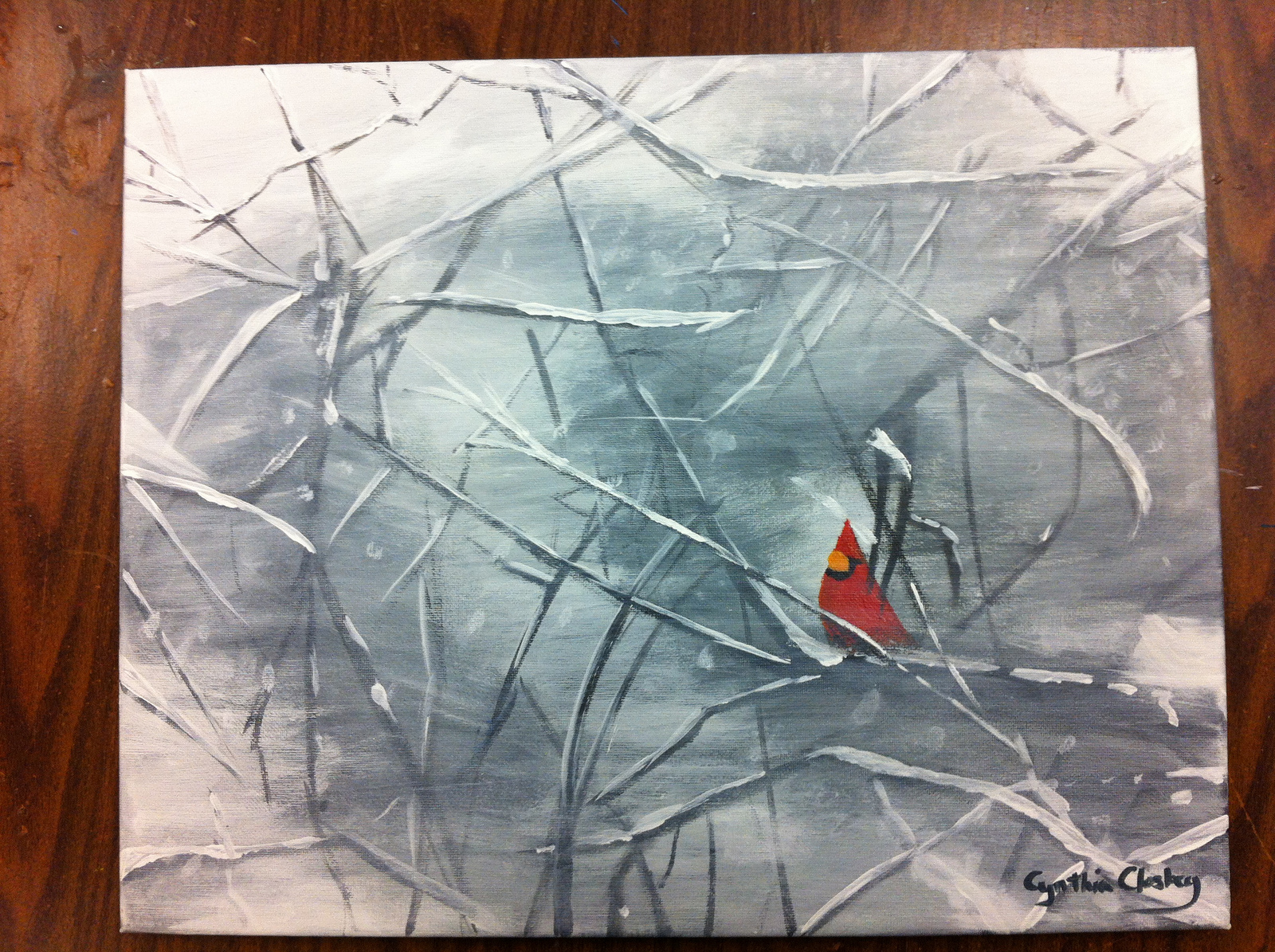 1600x1195 Cardinal In Snow My Brilliant Mistakes - Cardinal In Snow Painting