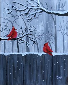 236x293 Cardinal On Fence, Winter Scene, Cardinal In Snow, Cardinal - Cardinal In Snow Painting