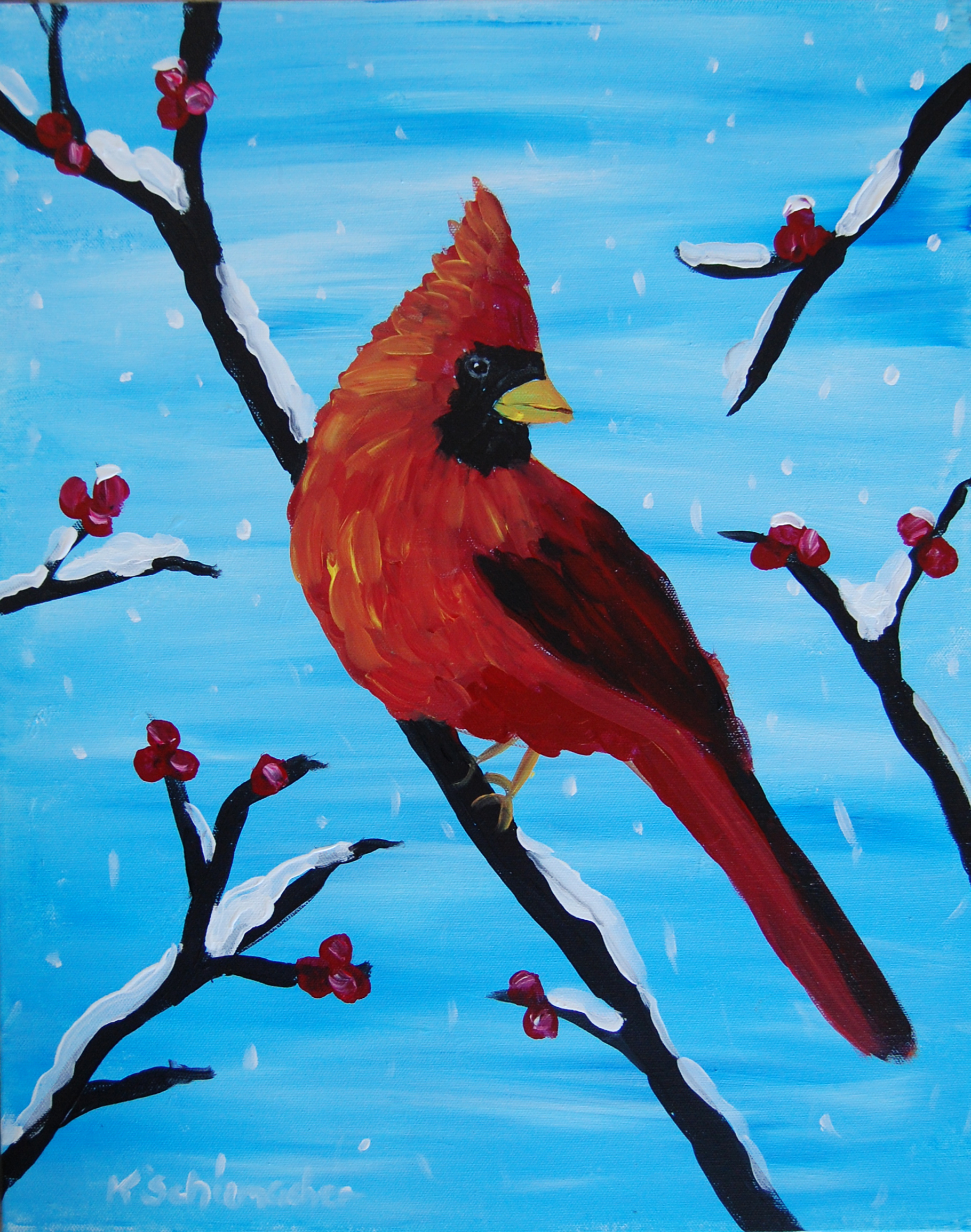 1820x2309 Winter Cardinal Painting Party Thursday Dec 8th @ 630 Pm In Niceville - Cardinal Painting