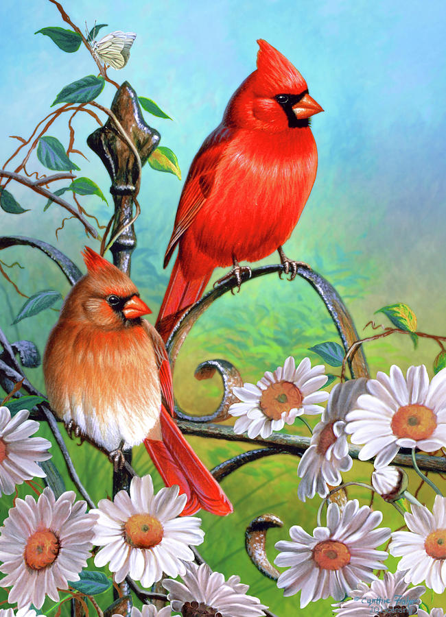 650x900 Cardinal Day 3 Painting By Jq Licensing - Cardinal Painting