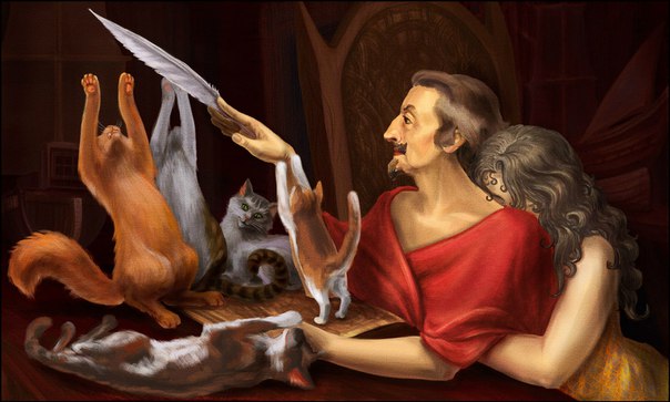 604x363 Cardinal Richelieu And His Cats By Lixsurr - Cardinal Richelieu Painting