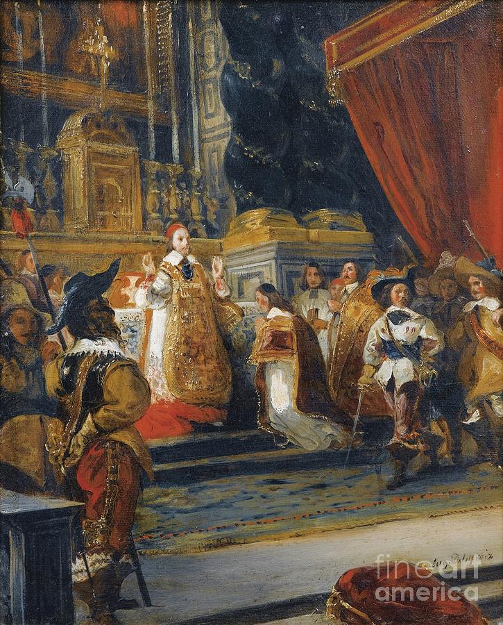 725x900 The Cardinal De Richelieu Saying Mass In The Church Of The Palais - Cardinal Richelieu Painting