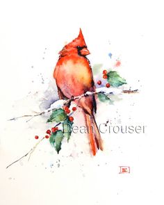 236x295 Couple Cardinal Birds Pair Art Print, Watercolor Print, Watercolor - Cardinal Watercolor Painting