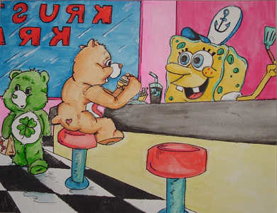 390x299 The World Of Matty Fan Art - Care Bear Painting