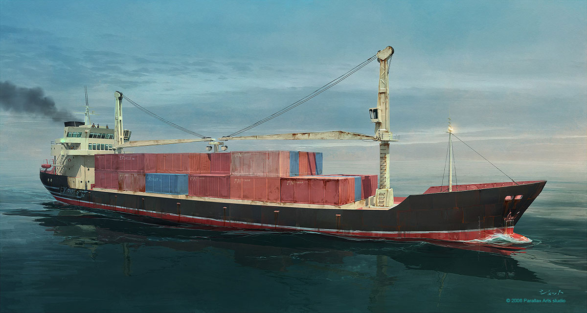 1200x640 Cargo Ship By Jett0 - Cargo Ship Painting