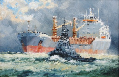 400x260 John Lines Artist, Paintings And Art - Cargo Ship Painting