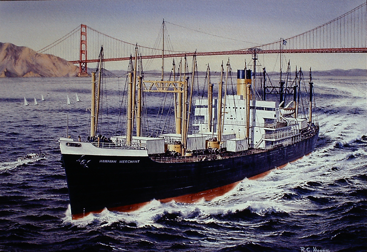 750x515 Oil Painting Of The Hawaiian Merchant - Cargo Ship Painting