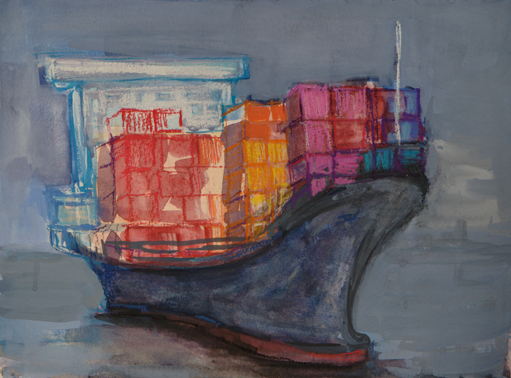 1024x758 Angela Ooghe's Painting Blog Cargo Ship - Cargo Ship Painting