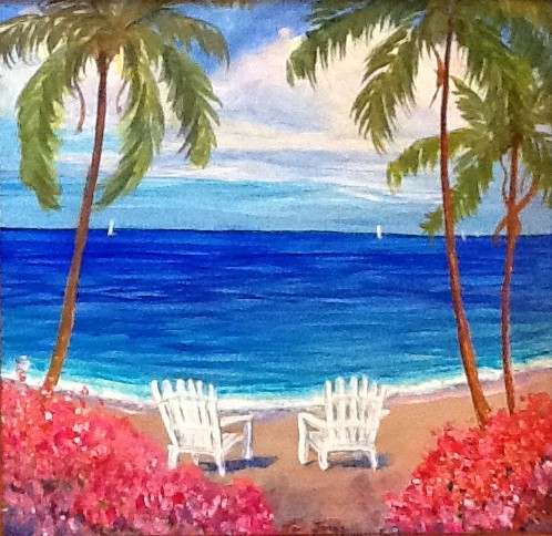 498x484 Acrylic Painting For Sale, Caribbean Art, Teri Jones - Caribbean Painting