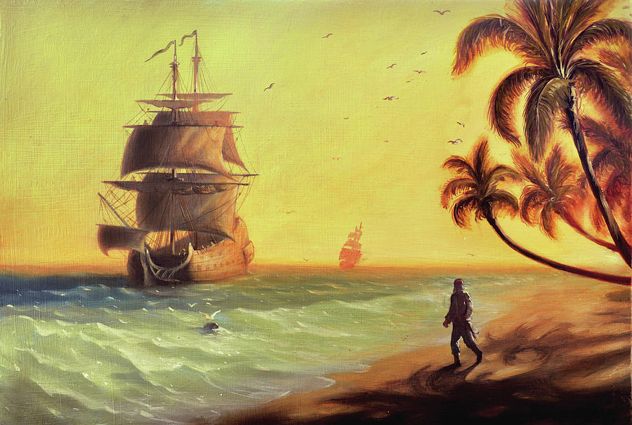 900x606 Caribbean Sunset Painting By A Prints - Caribbean Painting