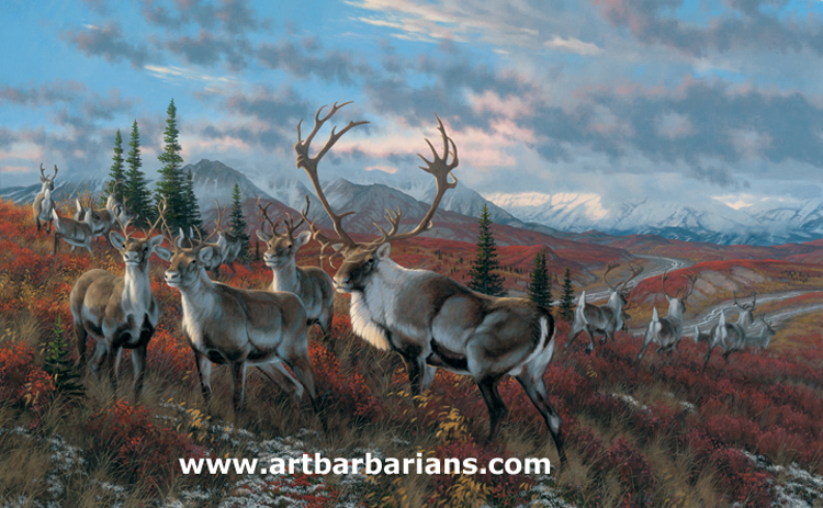 750x463 Wildlife Art Prints Plus Original Paintings With A Wide Selection - Caribou Painting
