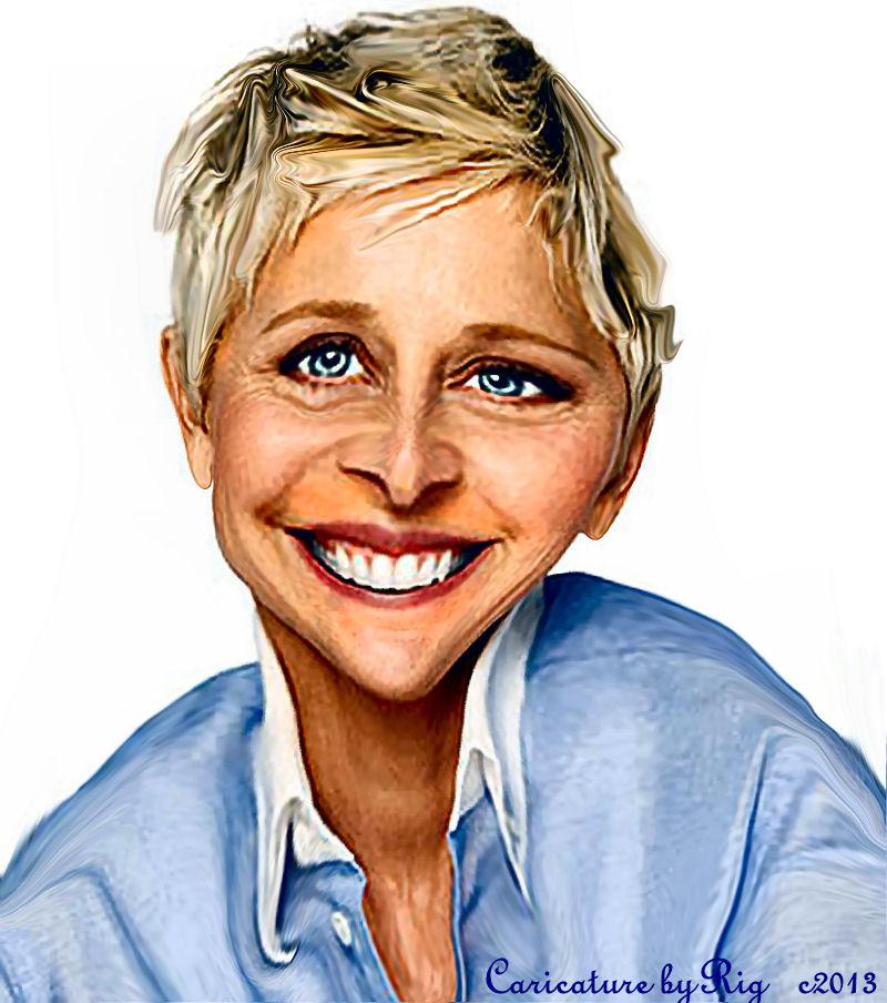 800x904 Ellen Degeneres Caricature By Rob Rigo - Caricature Painting