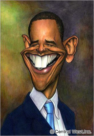 330x475 Caricature Of Barack Obama By Caricature Artist Kage Nakanishi - Caricature Painting