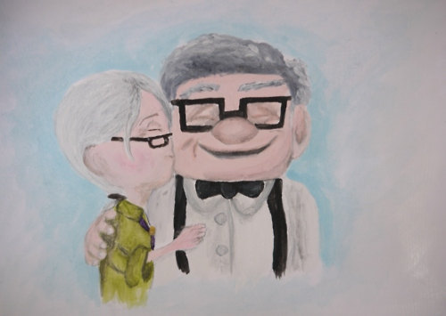 500x355 Carl And Ellie Up Original Painting By Poptartsandjelly On Etsy - Carl And Ellie Painting