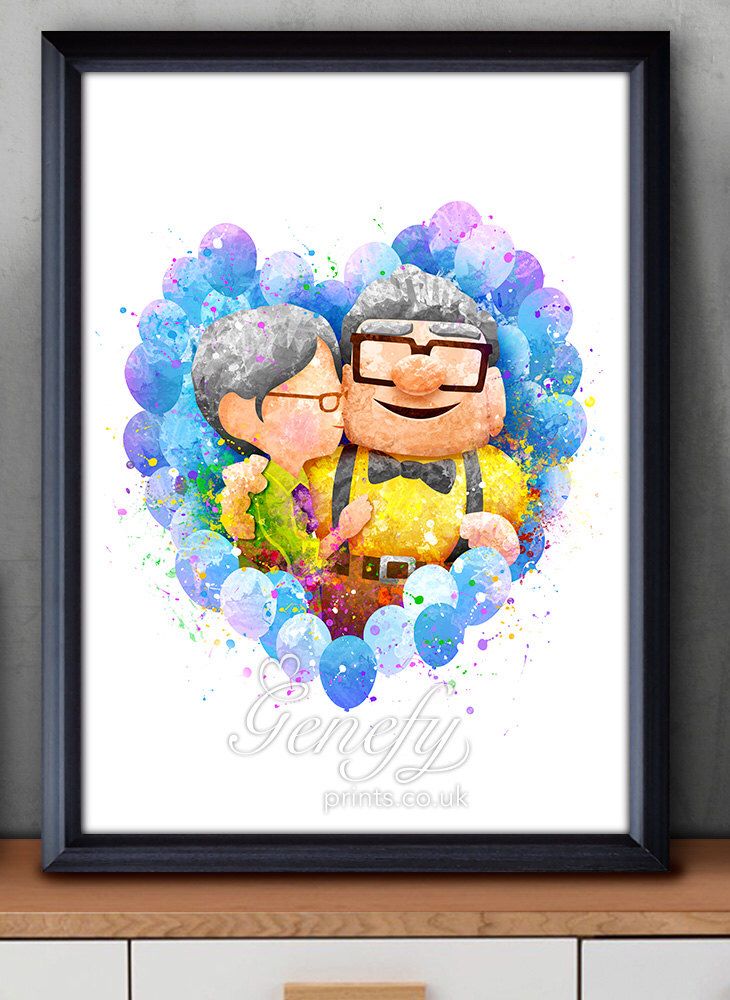 730x1000 Disney Pixar Up Carl Amp Ellie Watercolor Poster Print - Carl And Ellie Painting