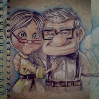 320x320 Up From Disney Pixar Fan Art!! Amplt3 Carl Amp Ellie Amplt3 I Hope U - Carl And Ellie Painting
