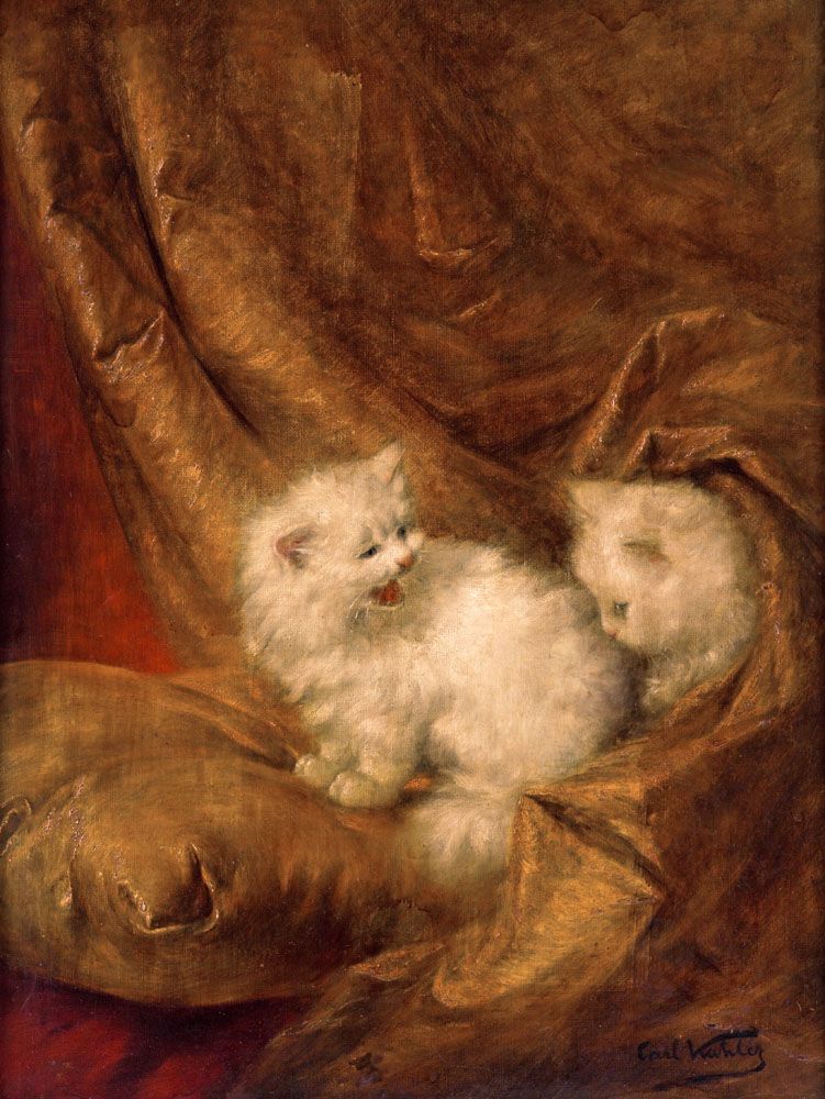 751x1000 Carl Kahler 1856 1906) - Carl Kahler Cat Painting