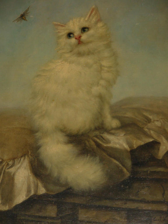 576x768 Oil Painting Of Cat By Carl Kahler - Carl Kahler Cat Painting