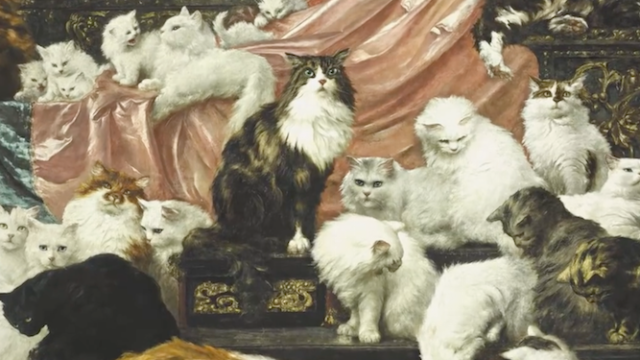 640x360 Painting Of History's Greatest Millionaire Cat Lady's Feline Horde - Carl Kahler Cat Painting