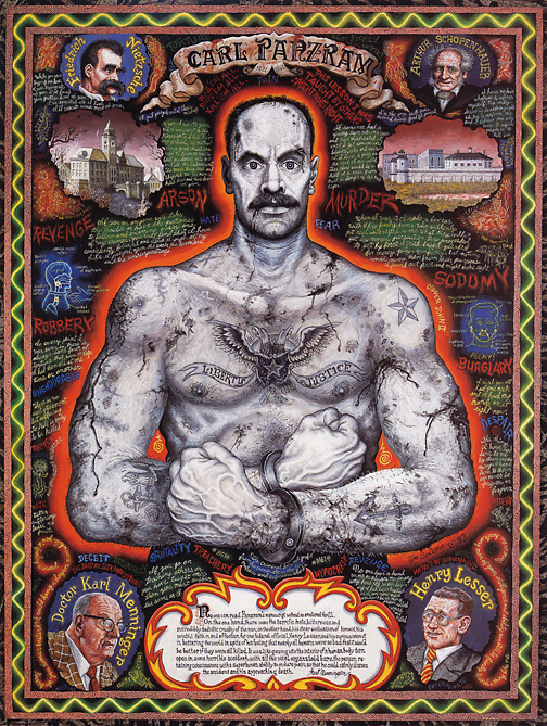 504x669 Portrait Of Carl Panzram Joe Coleman - Carl Panzram Painting