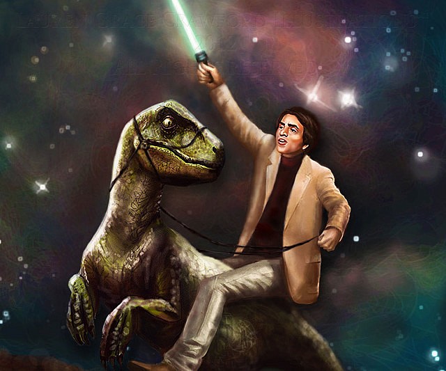 640x533 Carl Sagan Dinosaur Jedi Painting - Carl Sagan Painting
