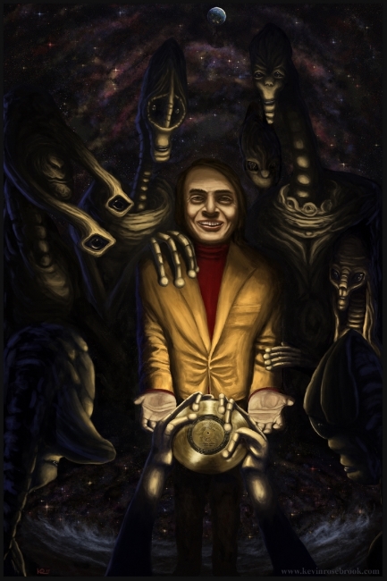 433x650 Contact With Carl Sagan Illustration Kevin Rosebrook Art - Carl Sagan Painting
