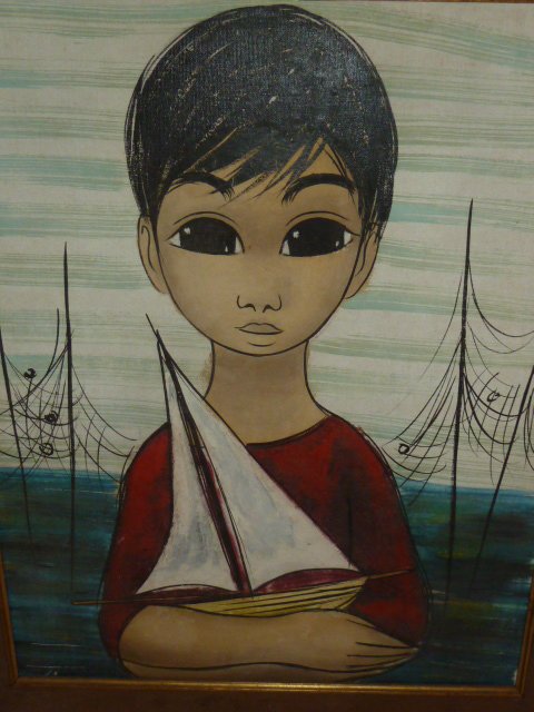 480x640 Oil Painting Boy W Boat Carlo Carando - Carlo Painting Value