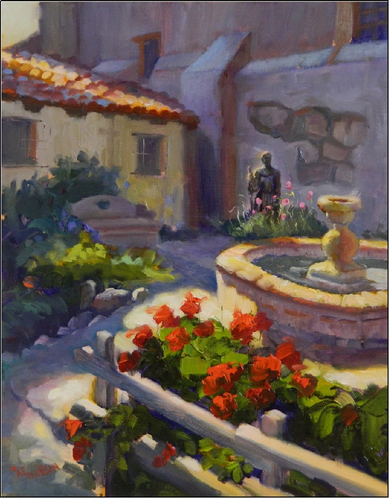 782x1000 Father Serra's Garden ,11x14, Oil On Linen, Carmel Mission - Carlos Painting