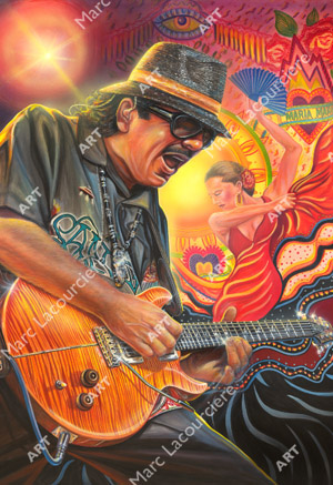 300x437 Music Fine Art Carlos Santana - Carlos Santana Painting