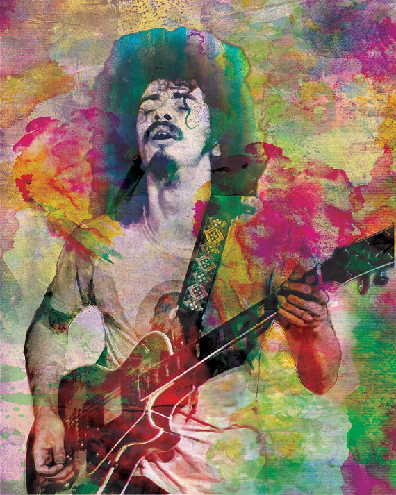 570x713 Santana Art, Classic Rock Original Painting Art Print Original - Carlos Santana Painting