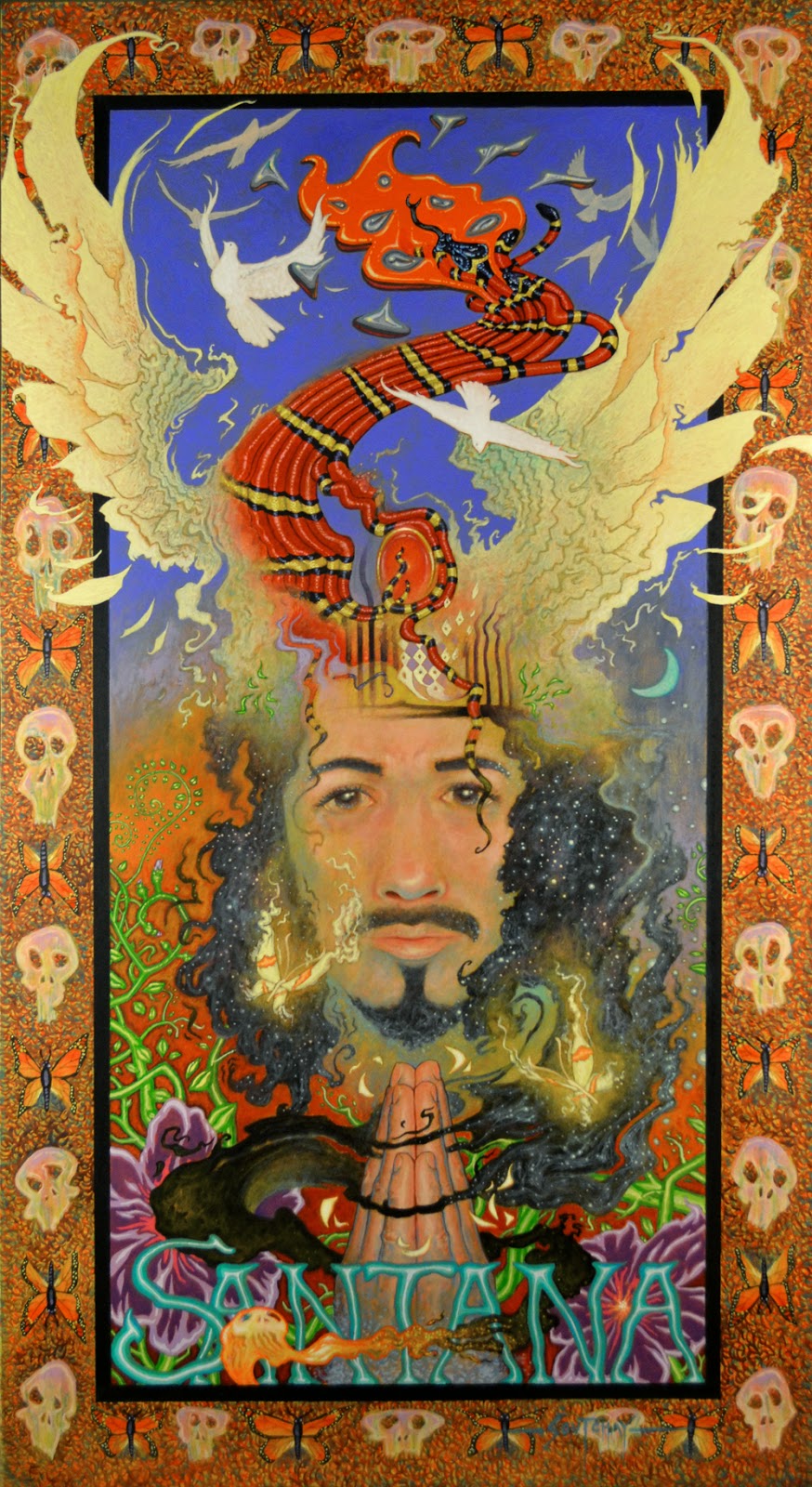 874x1600 Soutchay Soungpradith Me And Carlos Santana - Carlos Santana Painting