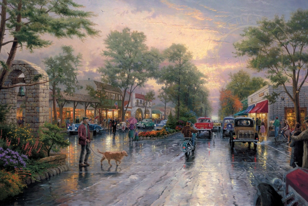 1200x802 Carmel, Sunset On Ocean Avenue Limited Edition Art The Thomas - Carmel Painting