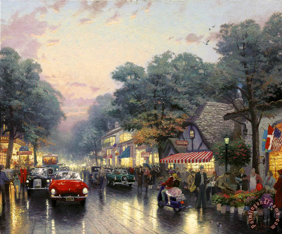 960x796 Thomas Kinkade Carmel, Dolores Street And The Tuck Box Tea Room - Carmel Painting